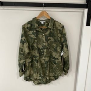 Camo button long sleeve blouse from Old Navy